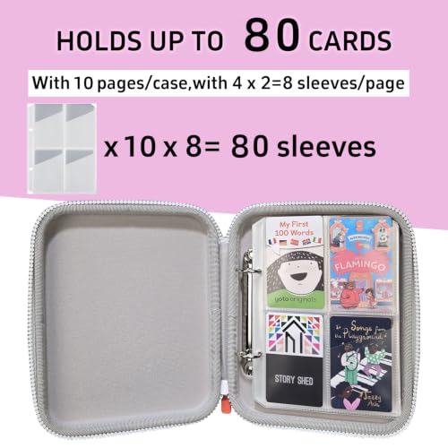 Pink Sparkly Card Case Holder for Yoto Cards, 80-Pockets Zipper Organizer