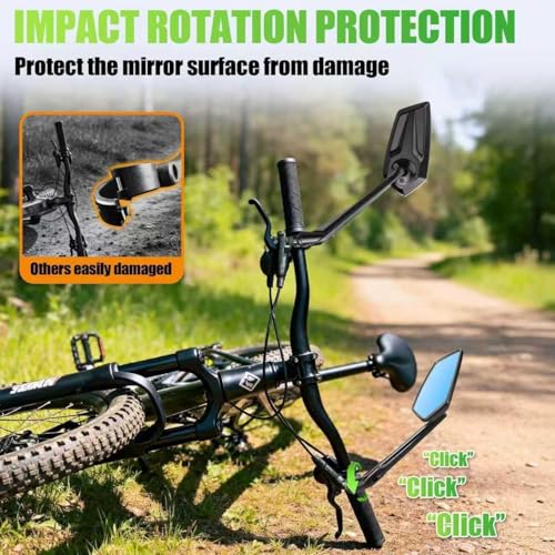 RBRL Left-Hand Handlebar Bike Mirror 360° Adjustable, 3-Screw Locking Anti-Loosen, Aluminum Base