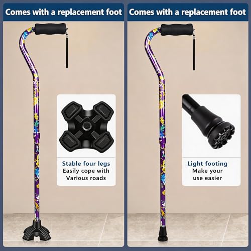 YOKABOZE Purple Glory Folding Cane for Seniors, Lightweight & Adjustable with Non-Slip Base