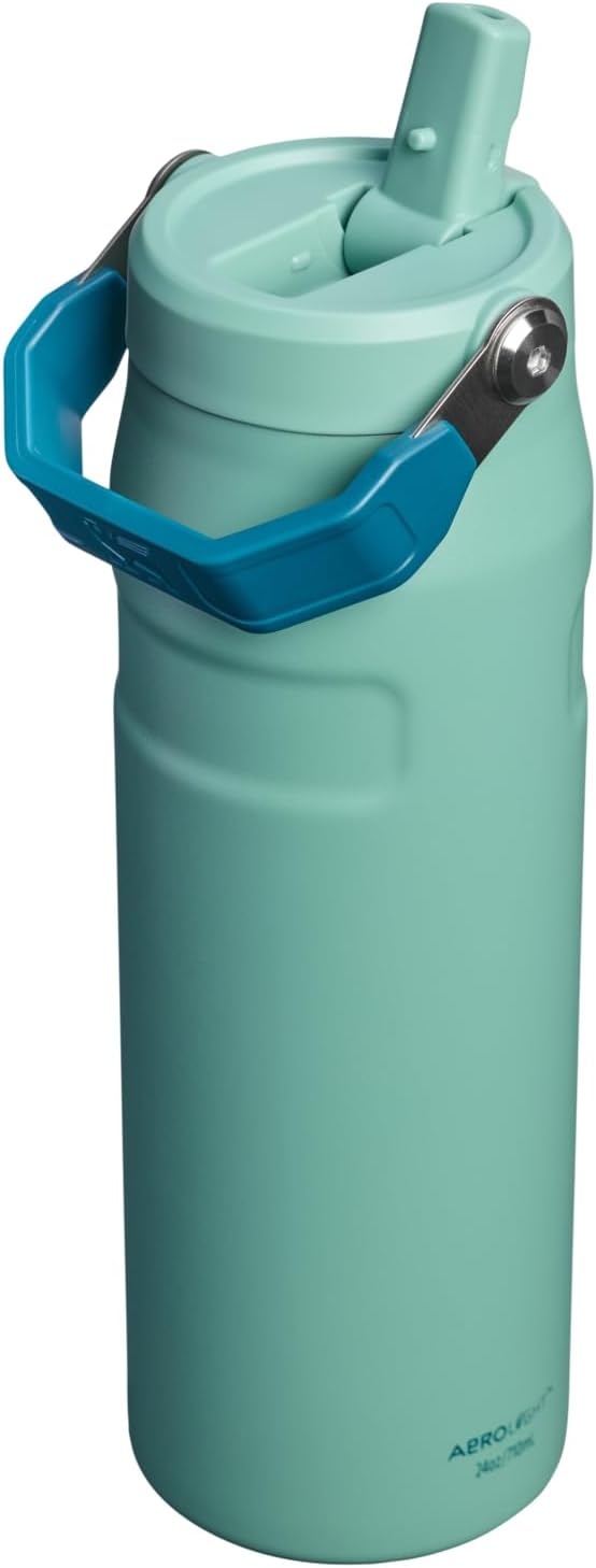 Stanley IceFlow Water Bottle 24 OZ - Insulated Stainless Steel with Built-In Straw | Lightweight & Leak-Resistant | Spring Green