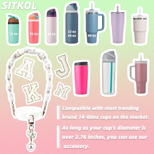 Cute Letter Charm Set with Boho Handle Strap - A, White