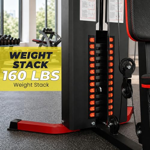 All-in-One Home Gym System with 160 lbs Weight Stack - Full Body Workout Machine