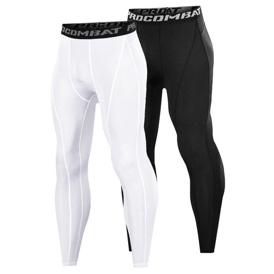 Towintec Men’s Compression Pants, Leggings Running Tights Workout Base Layer for Basketball Sports Athletic Football Gym Soccer(Black+White,L)