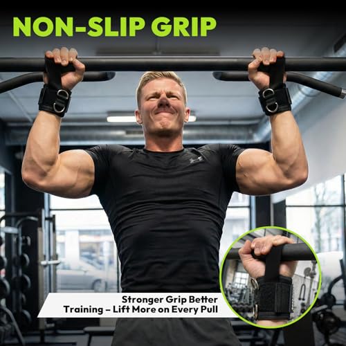 Padded Weightlifting Straps with Double D-Rings - Black Nylon