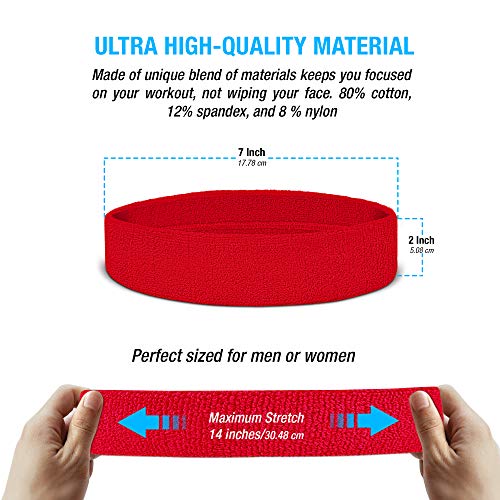 Moisture-Wicking Workout Headband - Red Sweatband for Gym & Sports