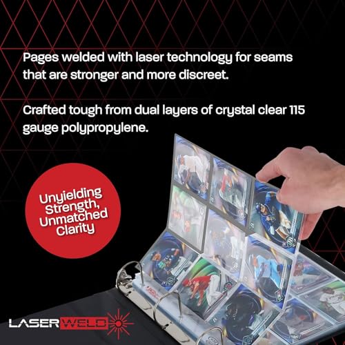 BCW LaserWeld 9-Pocket Trading Card Binder Pages - 100 Pack, Ultra Flat