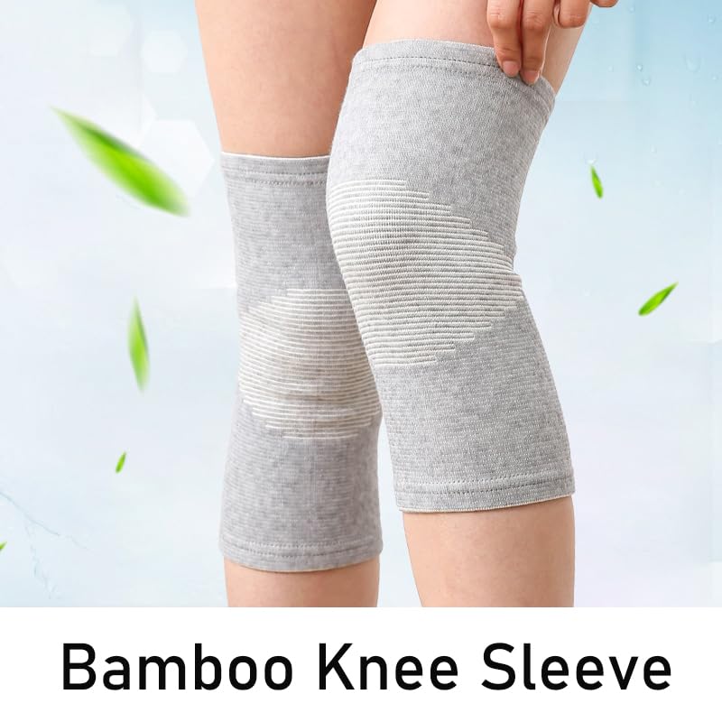 Worzwin Gray Large Bamboo Charcoal Knee Sleeve Support for Arthritis & Pain Relief