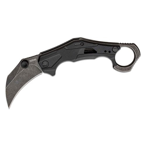 Kershaw Outlier Pocket Knife, 2.6 Inch Stainless Steel Hawkbill Blade, Karambit Style EDC with Assisted Opening, Reversible Pocketclip, Steel Ring, Pocket Knife for Men and Women