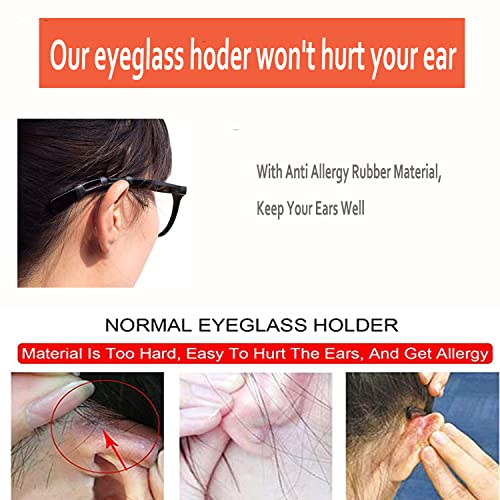 Eyeglass Ear Cushions - 7 Pairs Soft Silicone Anti-Slip - Clear & Black
