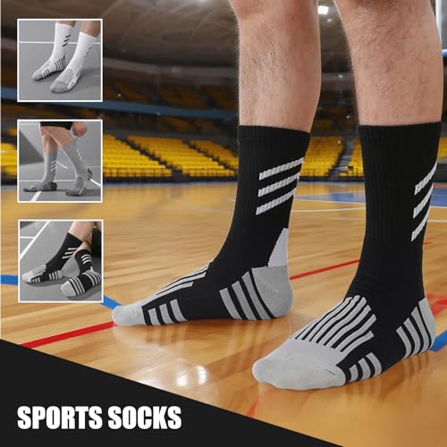 Compression Athletic Crew Socks - 3 Pairs in Black, White, Gray