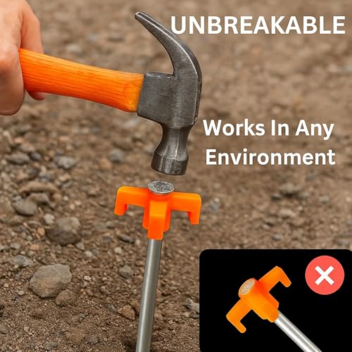 Unbreakable Stainless Steel Tent Stakes - 10" Heavy Duty, Orange