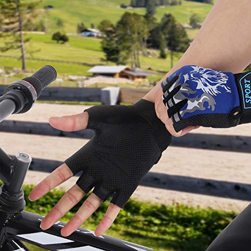 Kids Fishing Gloves - Outdoor Sports Cycling Gloves - Blue