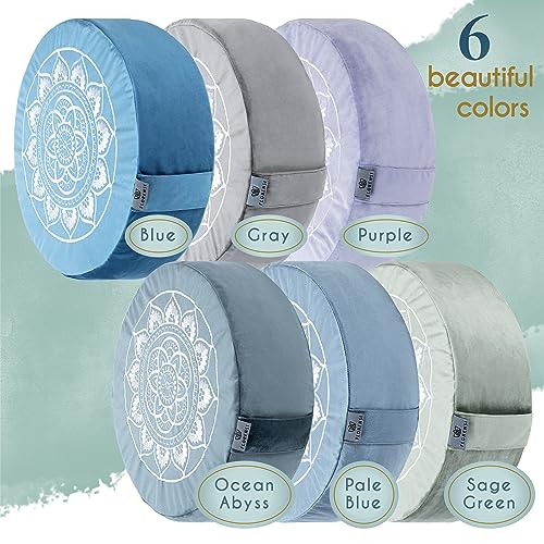 Buckwheat Meditation Cushion - Velvet Floor Pillow, Ocean Abyss