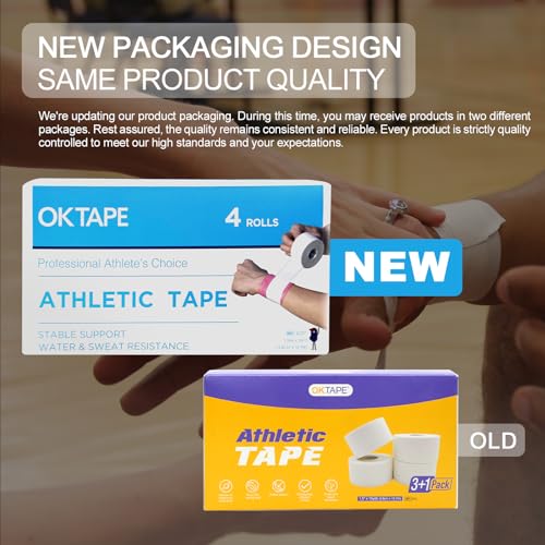 Athletic Sports Tape - 4 Rolls, 45ft Each, Strong Adhesion, Red