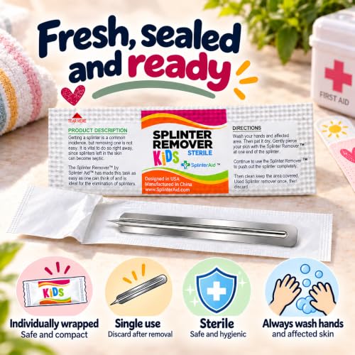 Kids Splinter Removal Kit 30 Pack - Gentle Child-Friendly Splinter Extractors