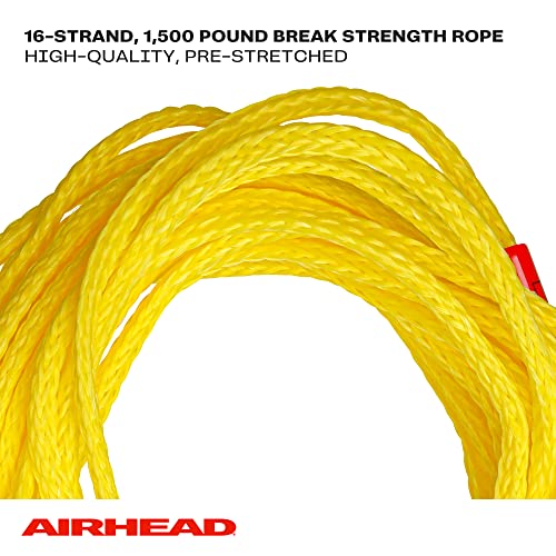 Airhead 1 Person Tow Rope for Tubes & Watersports - Heavy Duty 6000 lb Break Strength UV-Resistant 16 Strand Polypropylene with Rope Keeper