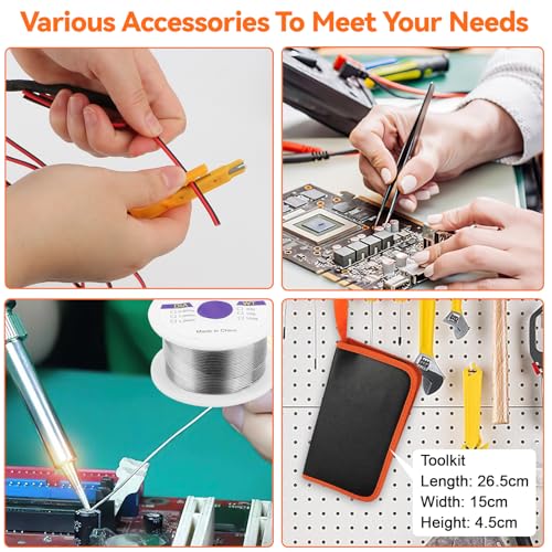 Soldering Iron Kit,90W LED Digital Solder Iron Soldering Gun kit,Adjustable Temperature(180¡ÆC-480¡ÆC),19-in-1 Welding Tool Including Desoldering Pump, Multimeter, 5 Solder Tips,Helping Hands