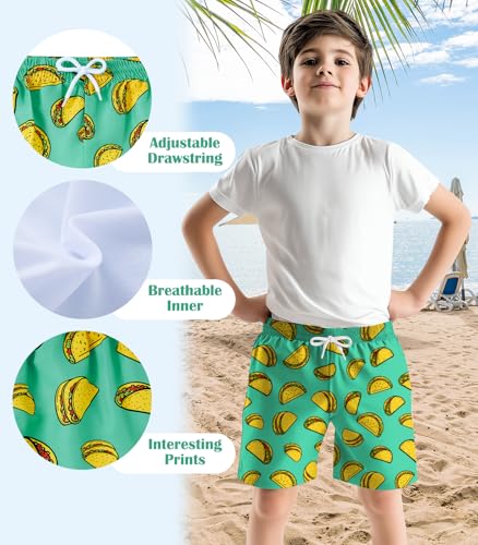 Kids Boys Swim Trunks with Mesh Liner 4-12T Taco Green 10-12 Years