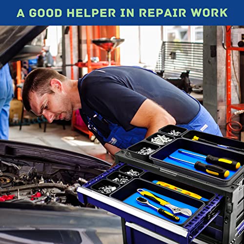 Tool Box Organizer, Tool Drawer Organizer Tray Divider, Toolbox Organization, Garage Tool Organizers and Storage, Tool Box Accessories for Rolling Tool Chest Cabinet (Blue (47PCS))