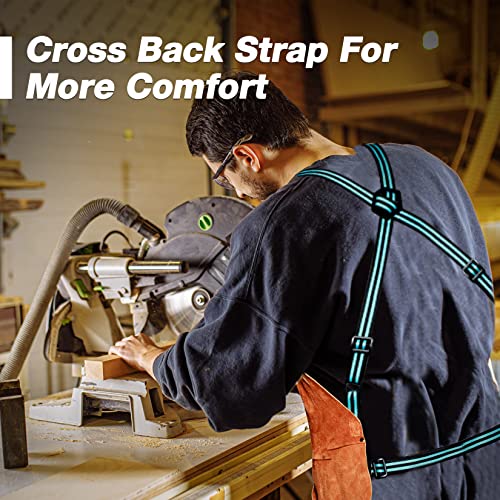 DURATECH Leather Welding Apron, Heat Flame Resistant, 23" x 36" Heavy Duty Work Apron with 6 Tool Pockets, 100% Cowhide Leather