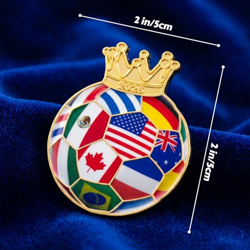 2026 Soccer Commemorative Pin with Display Case - Gold Crowned Design