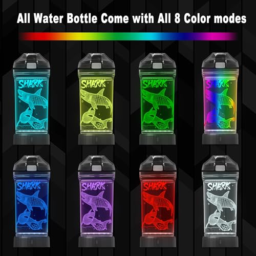 YuanDian 14oz BPA-Free Water Bottle with 3D Shark Design & Night Light for Kids