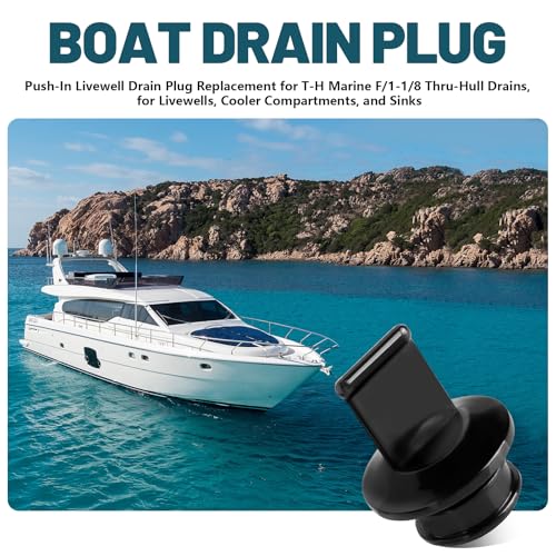 Push-In Boat Drain Plug Replacement for T-H Marine 1-1/8" Thru-Hull