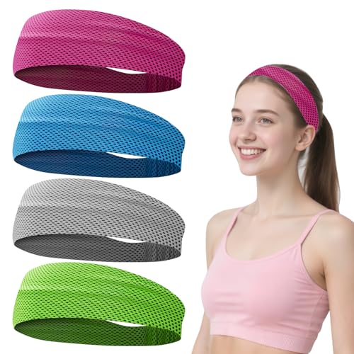 Cooling Headbands for Men & Women - 4 Pack Sweatband Set