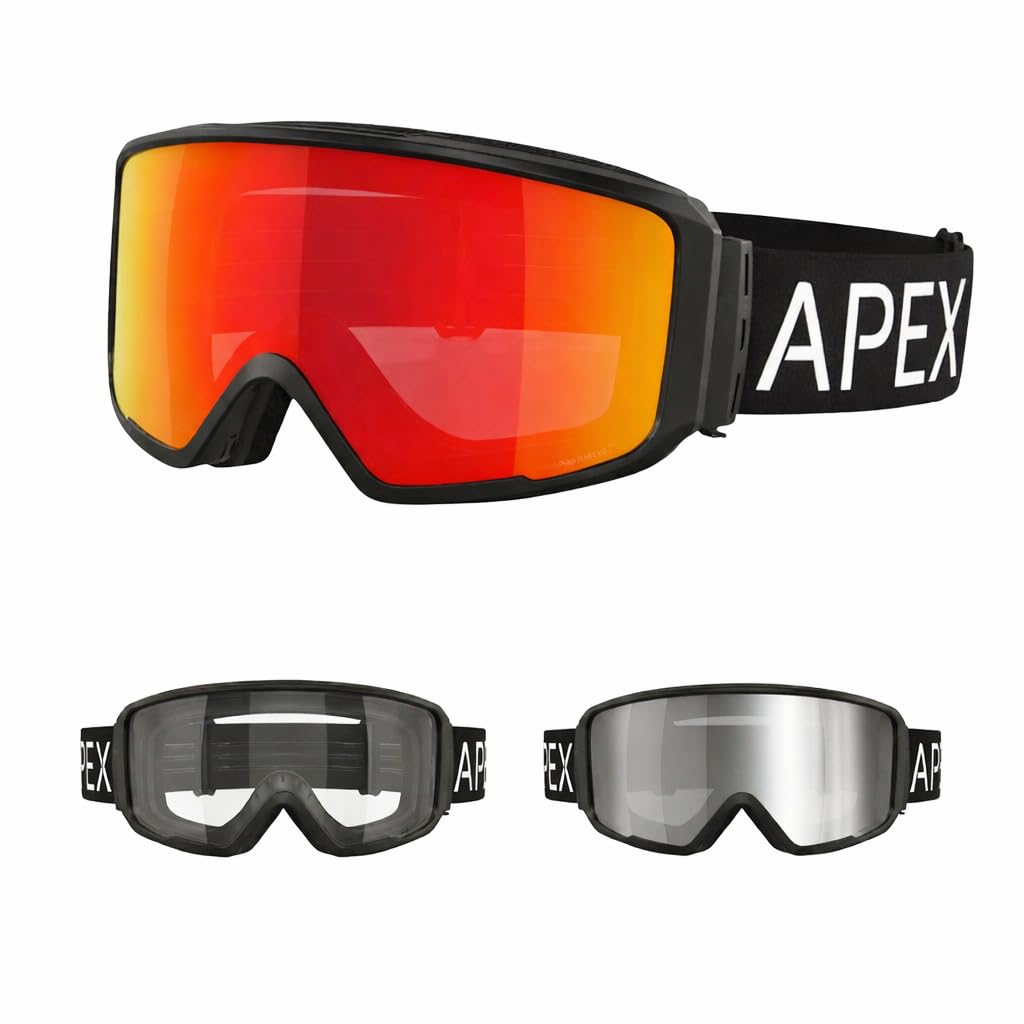 Apex Series™ Mountain Bike Goggles | Quick-Release Magnetic Lens System, Anti-Fog & Impact Resistant with EVA Case & 3 Lenses (Clear, Revo Red, Smoke) - Designed by MTB Riders