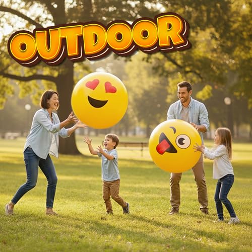 KiddieLoot 18-Inch Jumbo Happy Face Playground Balls - Pack of 2 for Kids & Toddlers