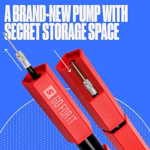 Ball Pump for Sports Balls - Push & Pull System - Full Red