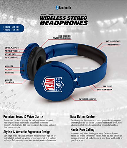 Dallas Cowboys Wireless Bluetooth Headphones with Microphone