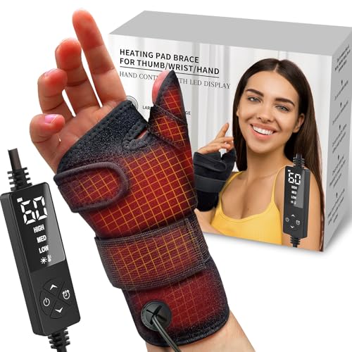 Electric Thumb & Wrist Heating Pad for Hand Arthritis with 3 Heat & 5 Timer Settings, Heated Wrist Wrap for Carpal Tunnel Syndromes, Tendonitis Left/Right Hand Pain Relief(L)