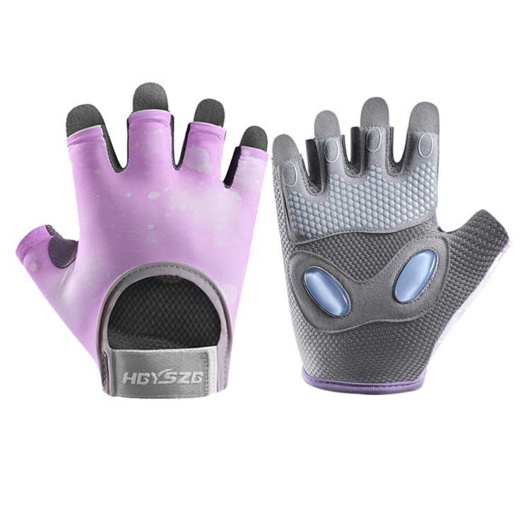 SUJAYU Large Purple Workout Gloves for Men & Women – Full Palm, Anti-Slip Gym Gloves