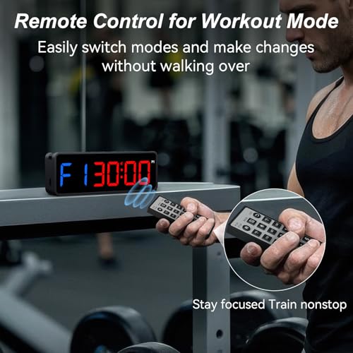 Portable Gym Timer Clock with Remote Control - Digital Fitness Timer