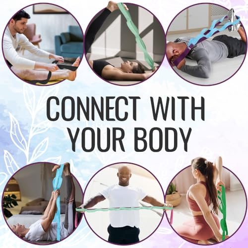 Stretching Strap with 10 Loops for Physical Therapy & Yoga - Black, 1" Wide