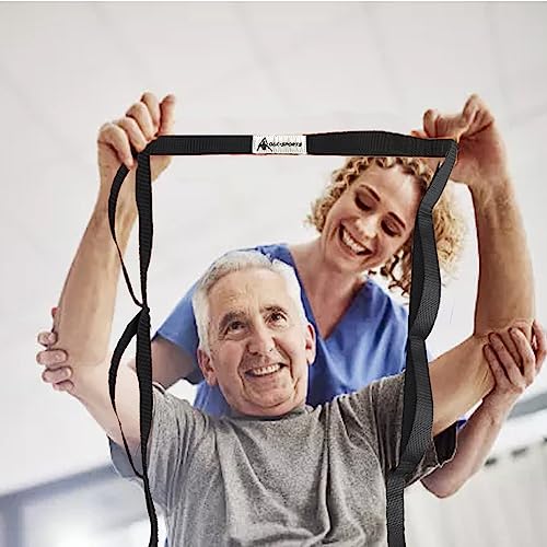 Yoga Stretching Strap with Loops for Physical Therapy - Black