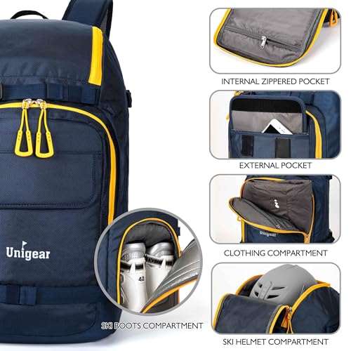 Ski Boot Bag Backpack 50L - Blue for Helmets, Goggles & Gear