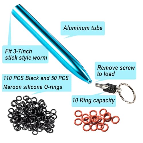 Wacky Rig Tool Kit with 160 O-Rings - Blue Fishing Rigging Tool