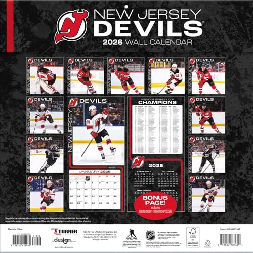 New Jersey Devils 2026 Wall Calendar - 12x12 Full-Color Photos