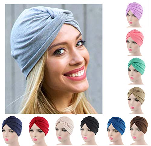 White Chemo Sleep Turban Wrap Cap Hat for Cancer Patients - One Size