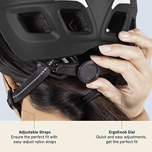 Adjustable Adult Bike Helmet with LED Light - Matte Black