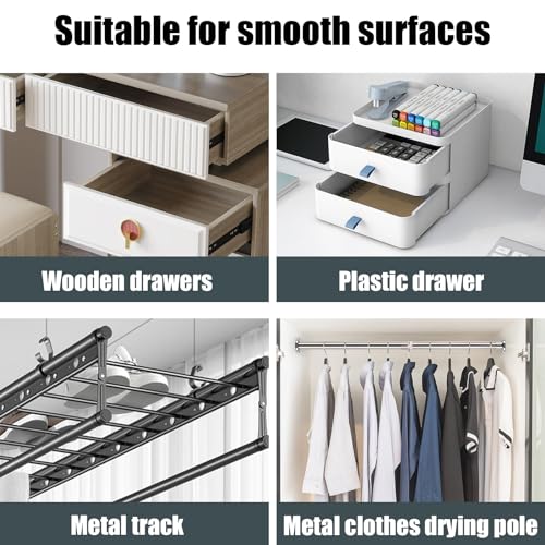 2 Rolls 0.51inx32.81ft PTFE Low Friction Tapes, Drawer Slide Glide Tape Abrasion Squeak Resistant Surface Protection Tape for Wood Drawer Cabinet Curtain Furniture(White)