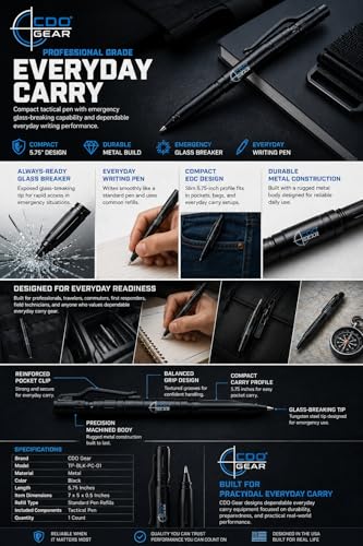 EDC Tactical Pen with Glass Breaking Tip - Everyday Carry Tool