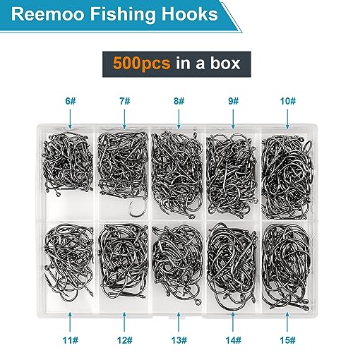 Carbon Steel Fishing Hooks Set - 500 Pieces with Storage Box