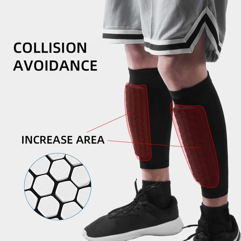 Soft Anti-Collision Soccer Shin Guards - Black, Small (2 Pack)