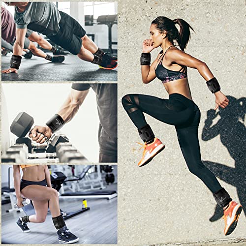 Sportneer Adjustable Ankle Weights Black, 2-7 lb per Pair, Removable Sandbags for Fitness & Rehab