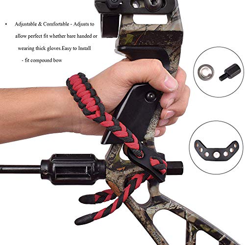 Red Bow Wrist Sling for Hunting & Shooting, Adjustable Compound & Traditional Bows