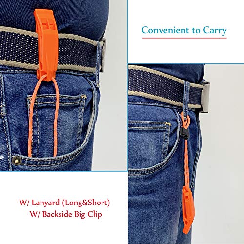 Emergency Whistle with Lanyard - Orange 3 Pack for Safety