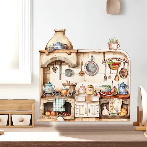 Kitchenware Utensil Vegetable Fruit Wall Stickers, sacinora Warm Kitchen Wall Decals Removable Vinyl Peel and Stick for Kitchen Dining Restaurant Baking Room Bar Art Home Decorations